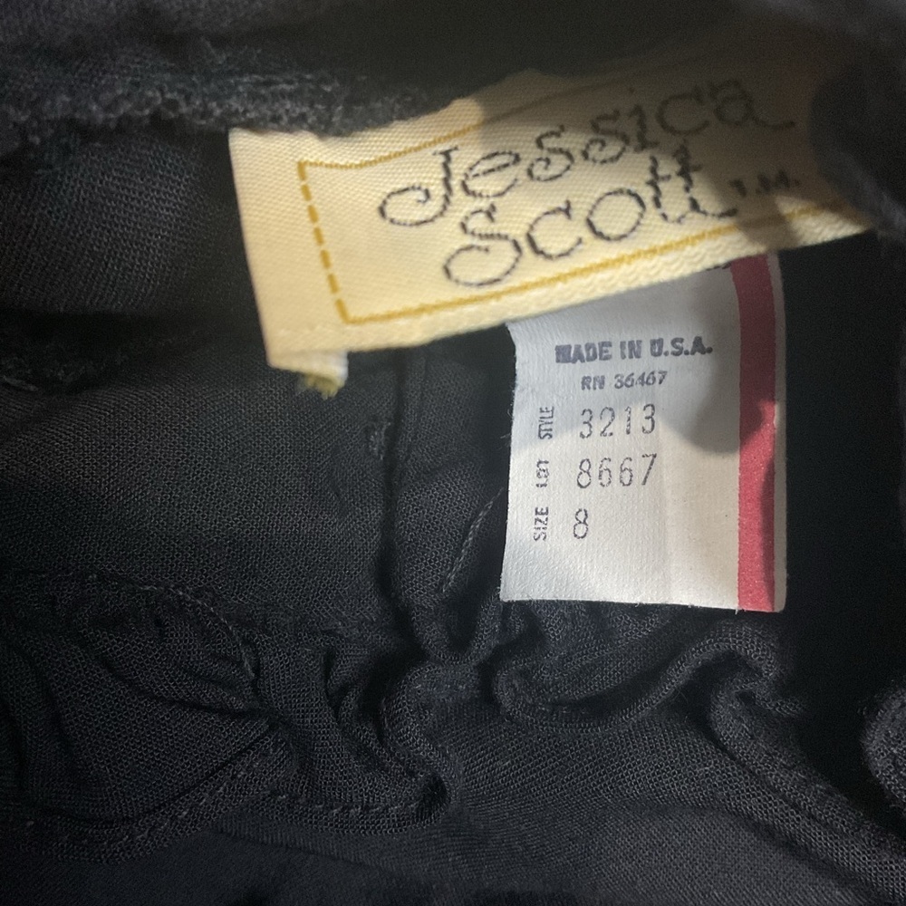 Jessica Scott Ruffle Neck Blouse Charcoal Gray Button Front Size 8 - Picture 5 of 6